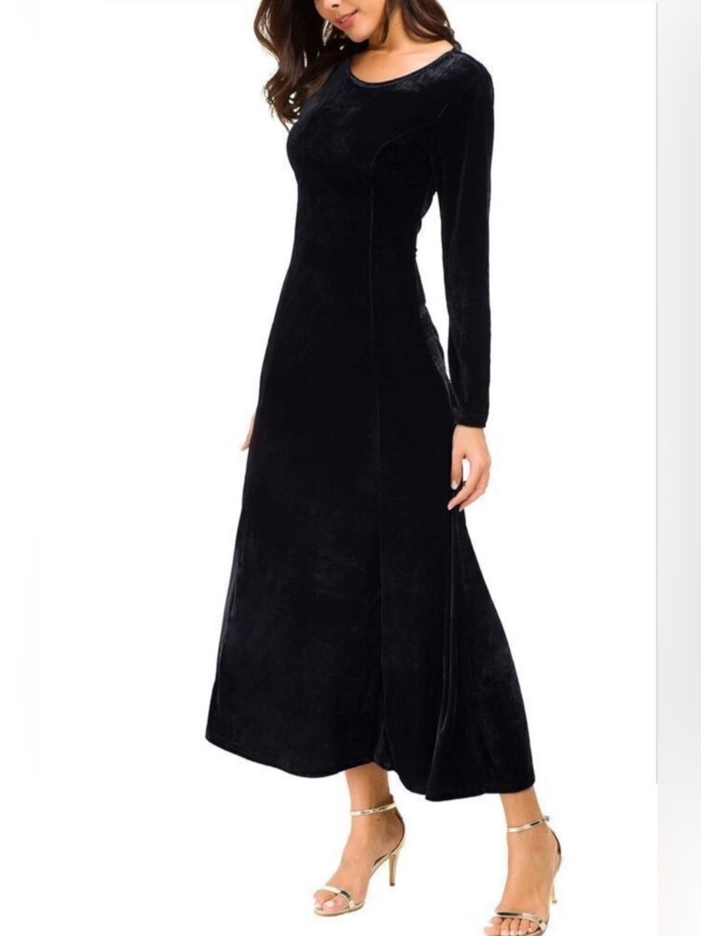 Urban CoCo Black Velvet Long Sleeve Maxi Dress Size XL